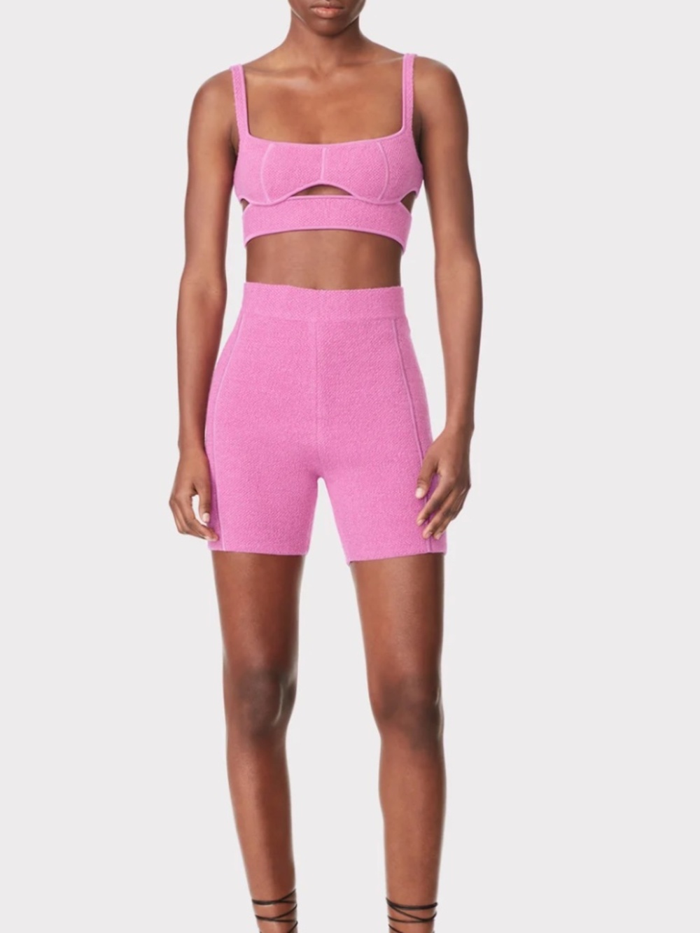 Herve Leger SET MOHAIR HIGH WAIST DOUBLE KNIT BIKE SHORTS + BRA NWT